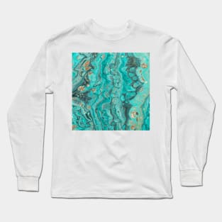 Azure water agate - golden accent Long Sleeve T-Shirt